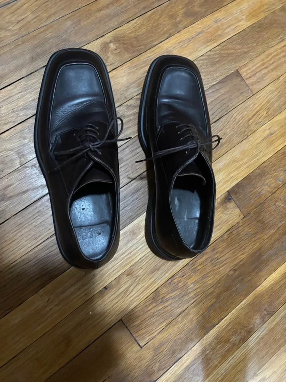 Classic Men's Hugo boss chocolate brown Leather Lace-Up Dress Shoes